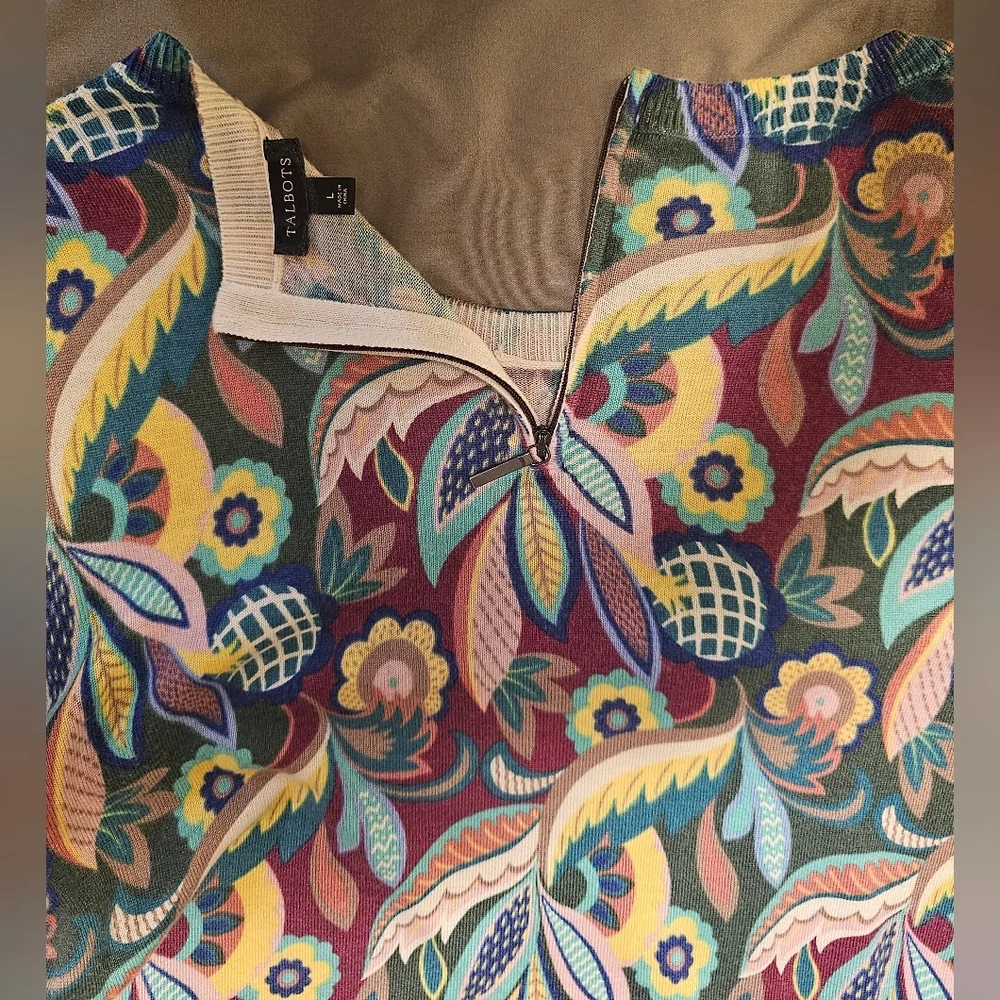 Women's Size L Talbot's  Colorful Patterned Long Sleeve Sweater SOFT - Picture 11 of 13